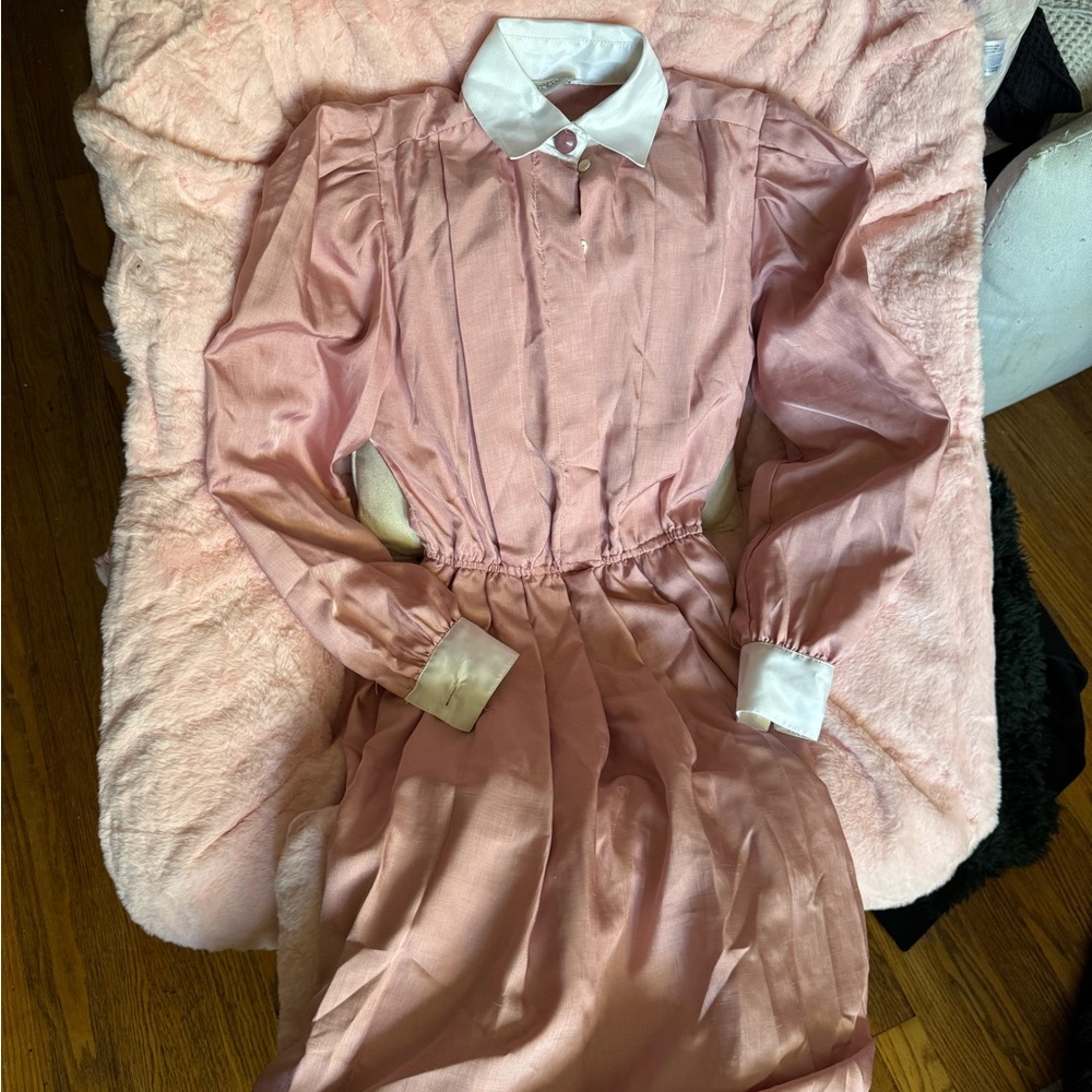Vintage Joan Sparks for Daniel Barrett Pink Collared Dress | Small